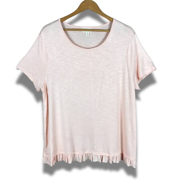 STYLE & CO Peach Pink Ruffled Soft T-shirt NEW XL - Picture 1 of 7